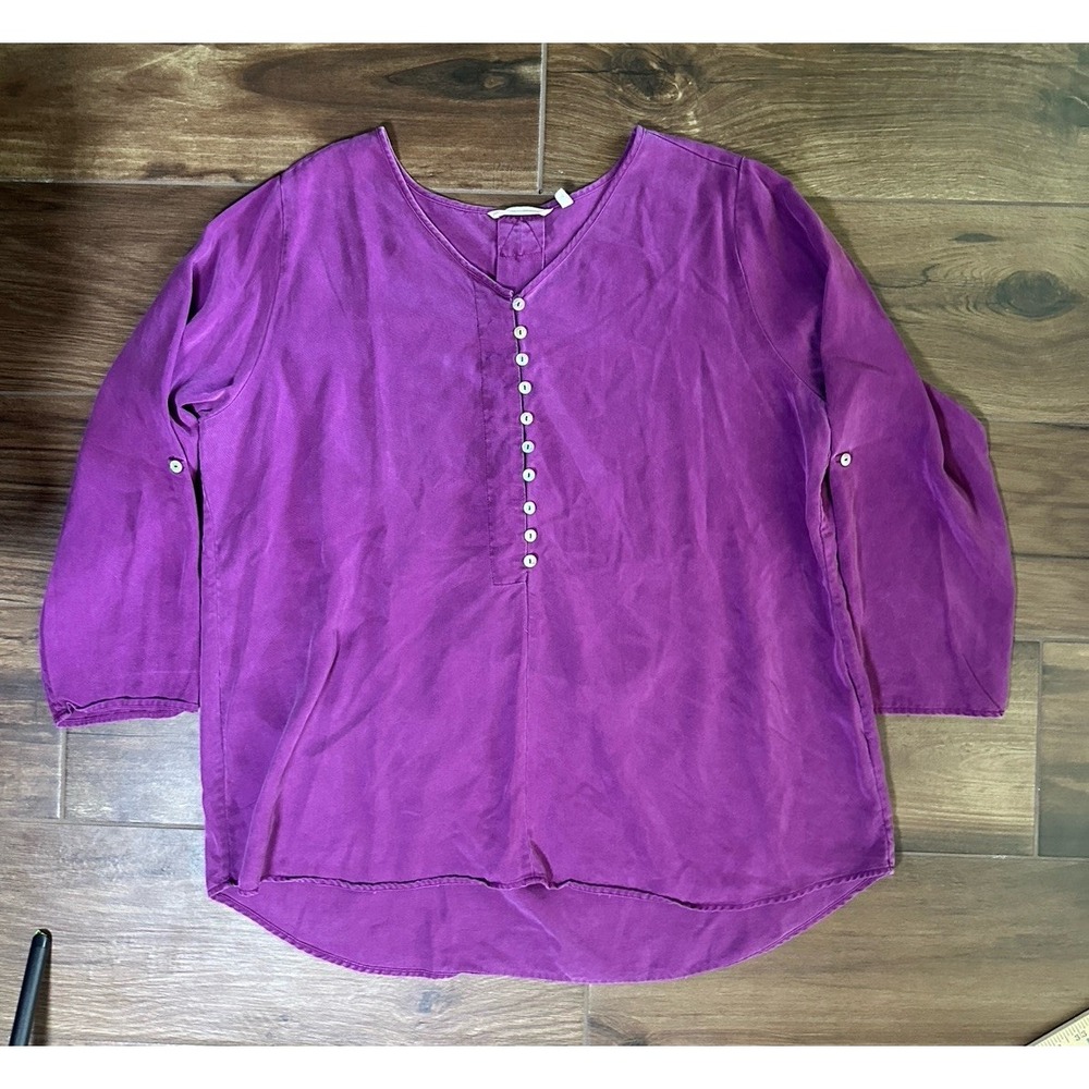 Soft Surroundings Purple Button-Front Tunic Top